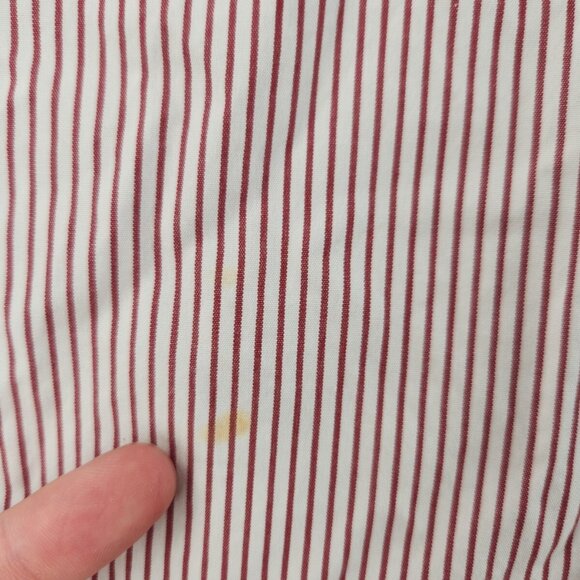 Gitman Bros 16.5 34 Point Collar Red Striped Long Sleeve Button Up Shirt Cotton - Picture 14 of 16